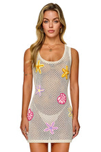Crochet Beach Cover Up with 3D Starfish & Shells