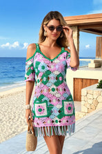 Daisy Crochet Cold-Shoulder Cover Up Dress