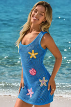 3D Starfish & Shells Crochet Beach Cover Up Dress